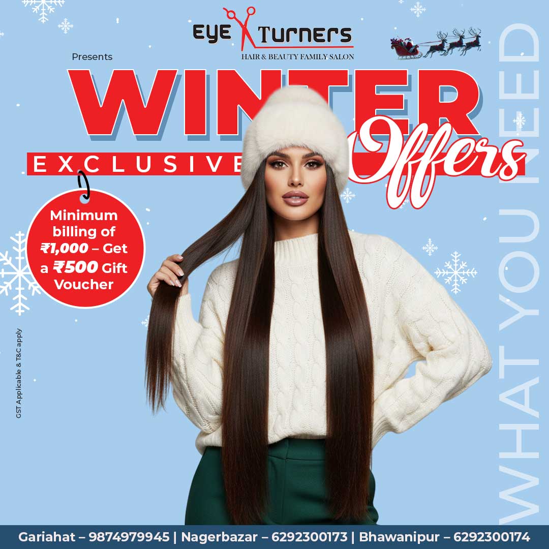 Eye Turners Winter Offer: Complete salon winter discounts on hair care, scalp care, keratin, and beauty services.